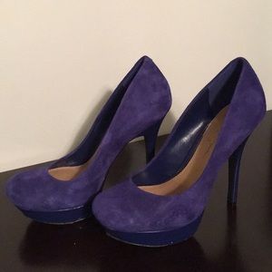 Blue suede Jessica Simpson platform heels